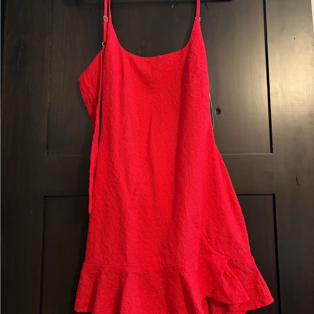 Red tie back dress
